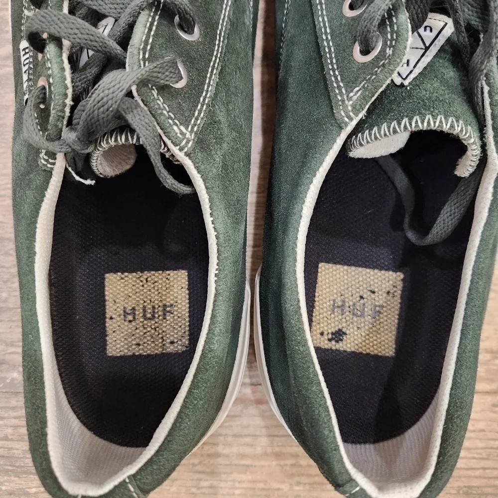 HUF Skateboard Green Suede Sneakers,Men's 13